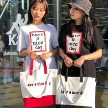 韩国ins小包包2021韩版时尚简约方包少女斜挎包手提帆布包小百搭