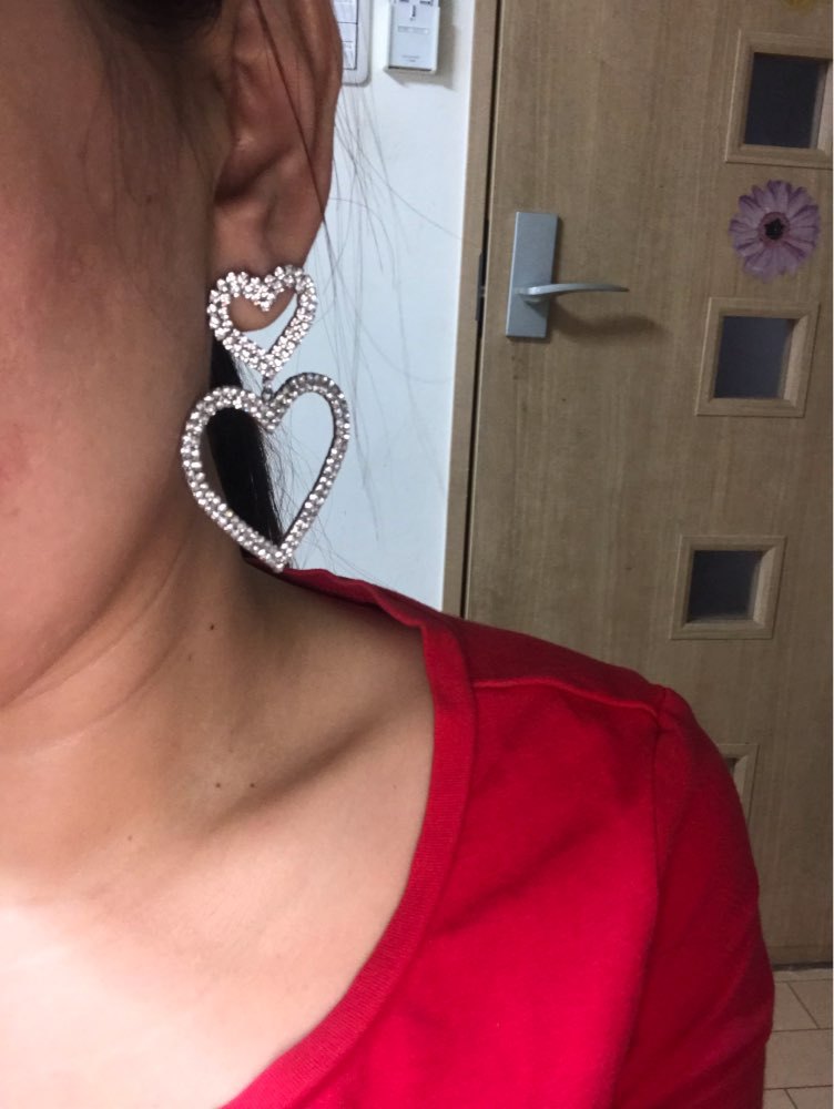 Boucles D&#39;oreilles En Forme De Coeur En Diamant Exagéré display picture 4