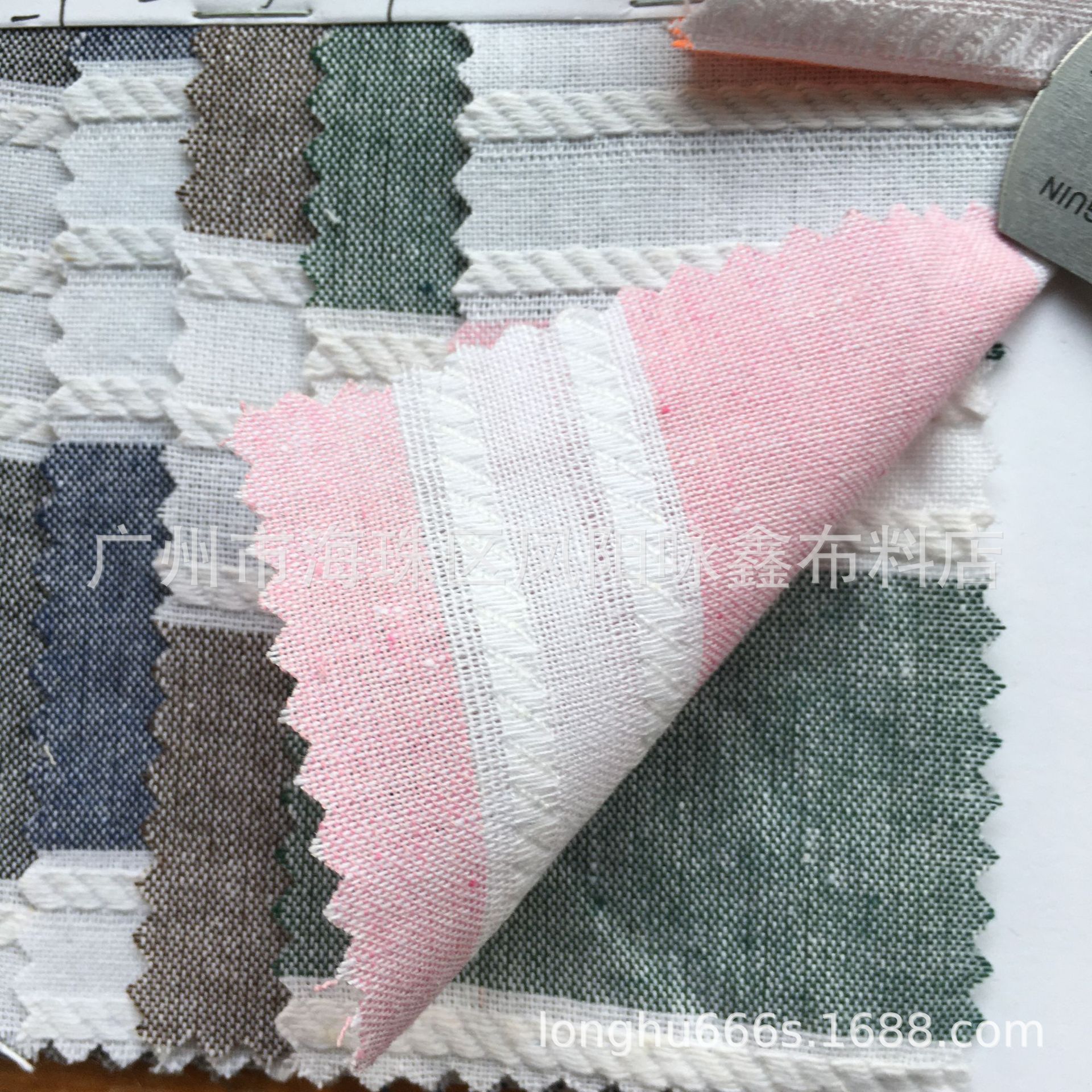 现货供应 麻棉提花条 30麻 70棉 大提花条纹