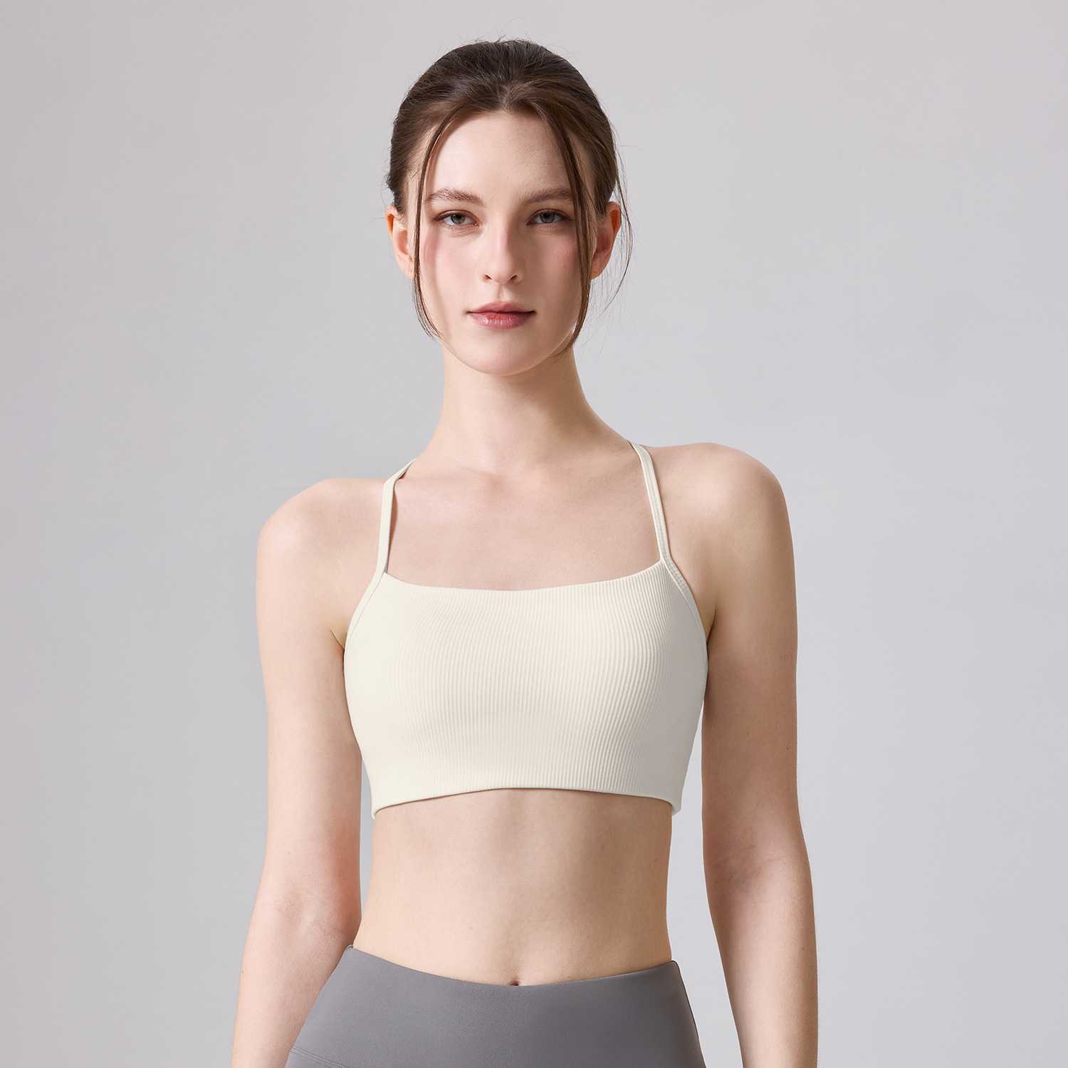Verano sensación de desnudez fija taza delgada cintura de hombro cojín de pecho ropa interior deportiva cruzada belleza de espalda chaleco de yoga antichoque correas