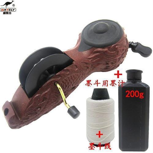 款墨斗木工划线器手动墨斗划线工具塑料墨斗木工工具龙纹手摇