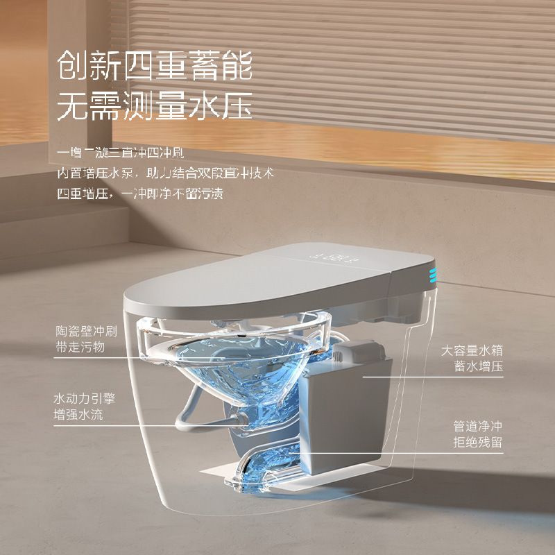 Inodoro inteligente ligero directo de fábrica de Chaozhou totalmente automático lavado trasero integrado inodoro doméstico con inodoro limpio image 3