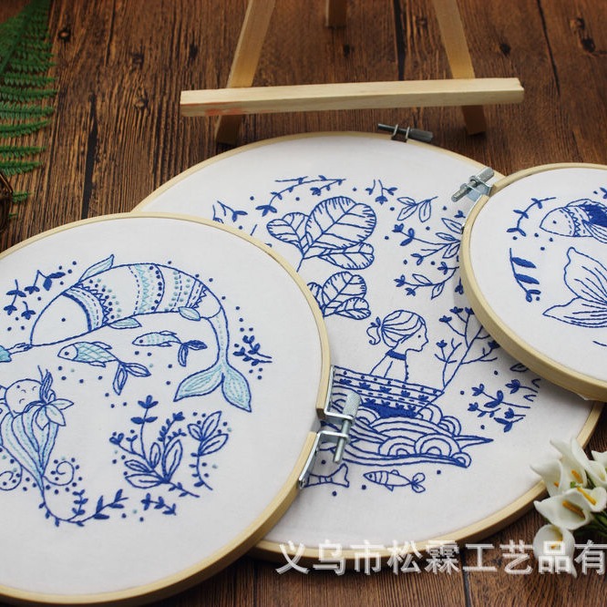 Peces grandes Begonia tela hecha a mano DIY novato Europeo paquete de material de bordado kit traje de costura simple pluma bordado