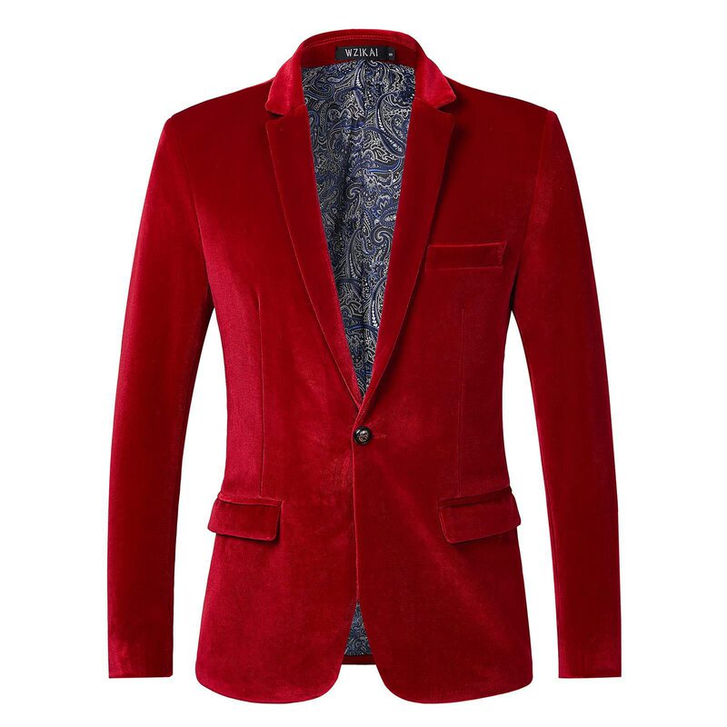New Foreign Trade Style European and American Men's Casual Slim-Fit Velvet Blazer Trendy Youth Suit Thin Blazer