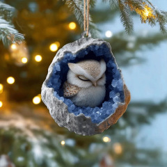 跨境新款Christmas tree ornaments猫头鹰浣熊圣诞装饰圣诞树挂件
