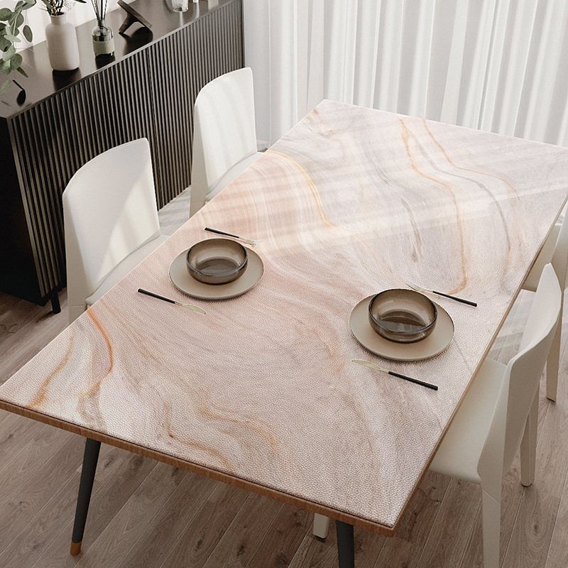 핑크 틸트 가죽 테이블 매트