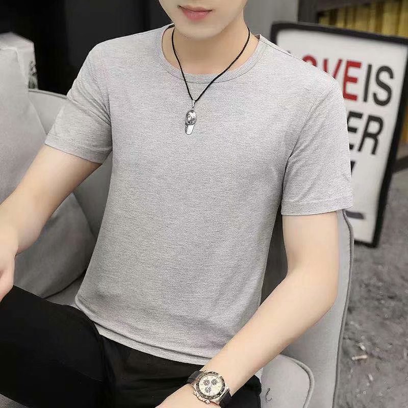 Camiseta de manga corta para hombre con cuello en V verano estilo coreano SLIM-Fit camisa blanca de fondo camiseta de media manga de cuello de pollo versátil para hombre