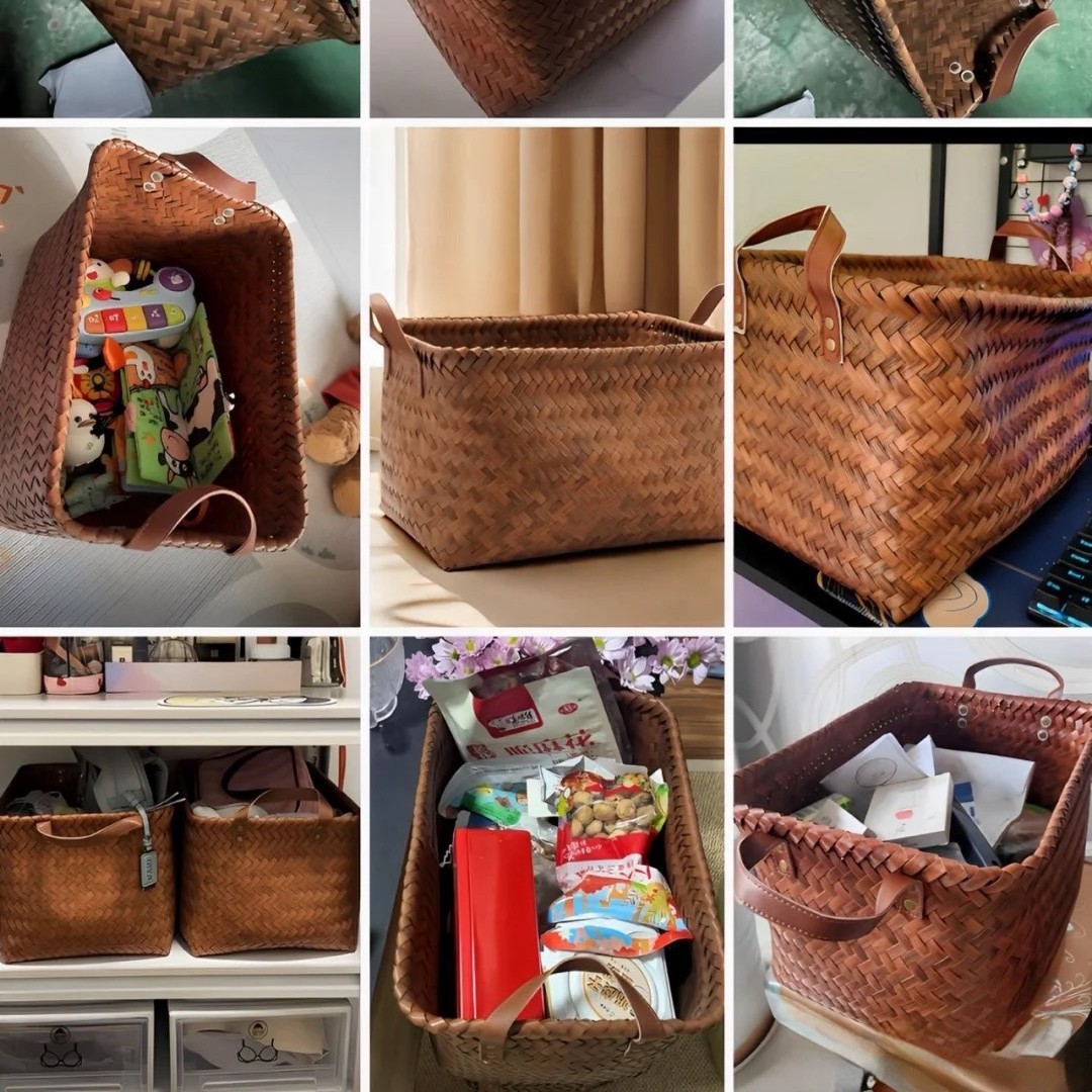 アメリカの汚いかごの洗濯桶の間食のおもちゃの雑物の赤い本の同項の取っ手は藤編みの服をまねてバスケットを収納します。