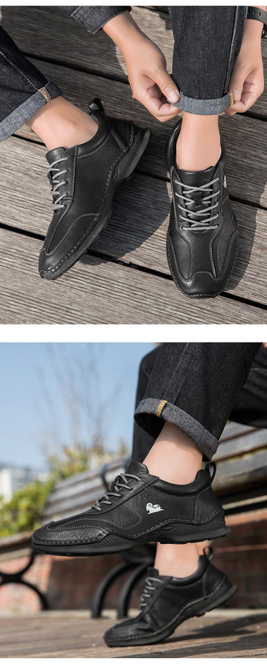 Giày lười nam thủ công da PU đế bằng cổ thấp cỡ lớn phong cách ngoài trời — 8727 màu kaki, 8727 màu đen, 8727 nâu nhạt, 8727 nâu sẫm chi tiết 23