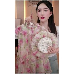 Fairy Godmother Dress for Girls 2024 New Children's Women's High-End Dress for Summer, Netizen Girl Summer Floral Dress