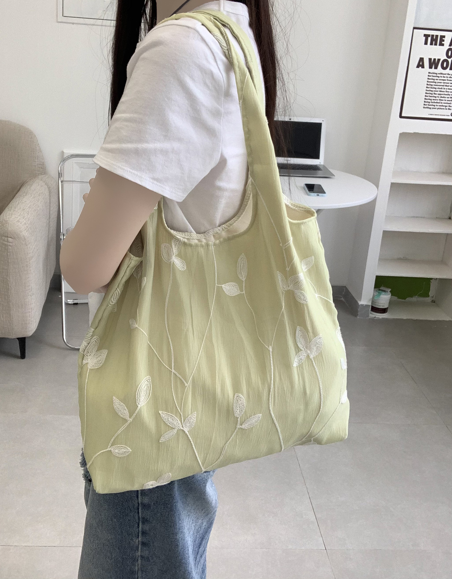 Bolso de lona diseño sentido verano nuevo bolso simple flor de hada bolso de hombro de encaje bolso de mano arte