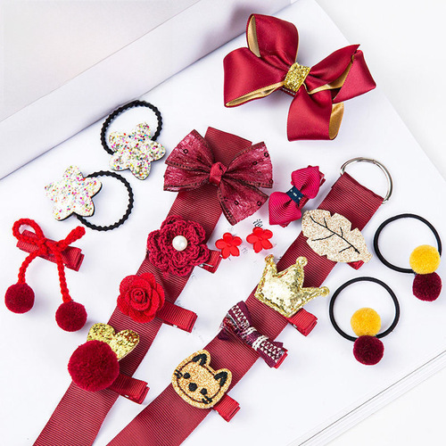 Children's New Year Accessory Gift Box Set Hair Accessories Hanfu Hair Clips for Girls, Babies, Birthday Gifts, Chinese Style, Hair-Safe