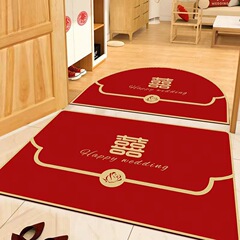 結婚入戶門地毯家用喜字門口地墊玄關耐髒進門腳墊子創意婚房地毯
