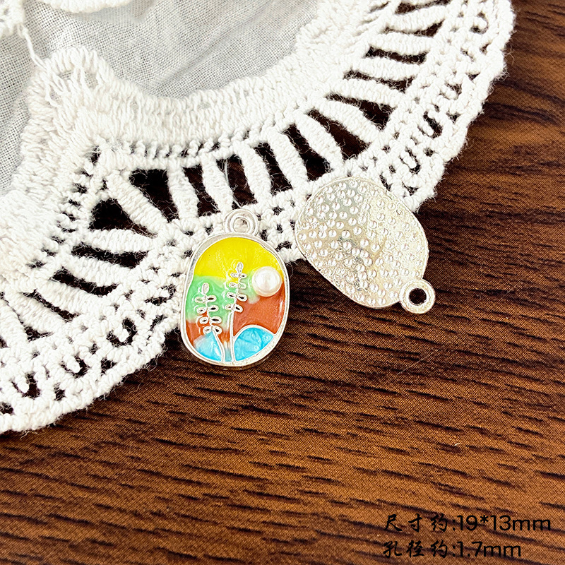 ハイエンドのレトロなフランスのモネの庭の油絵花蝶ペンダント diy ネックレスブレスレット耳ジュエリーアクセサリー|undefined