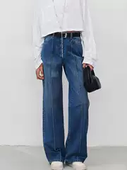 Th~ Row Jeans for Women 2025 Spring and Autum Stereo Center Seam Straight Wide Leg Pants Retro Floor Mopping Pants for Women