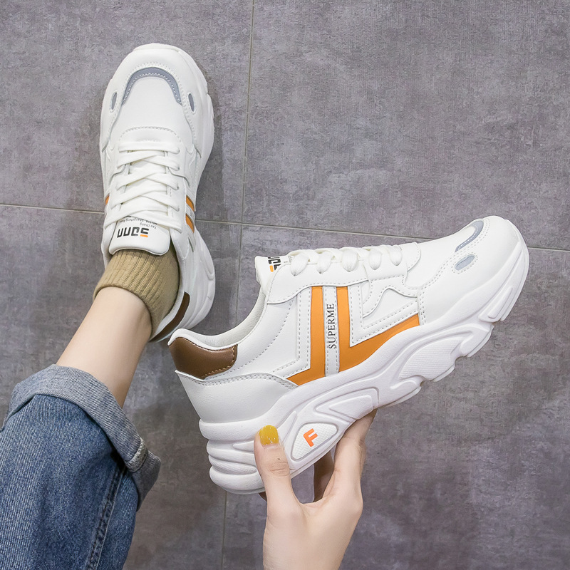 Zapatos Deportivos Casuales Versátiles de Estilo Coreano Otoño 2021 para Mujer, Zapatos Blancos Modernos para Estudiantes, Zapatos de Plataforma con Suela Gruesa 851