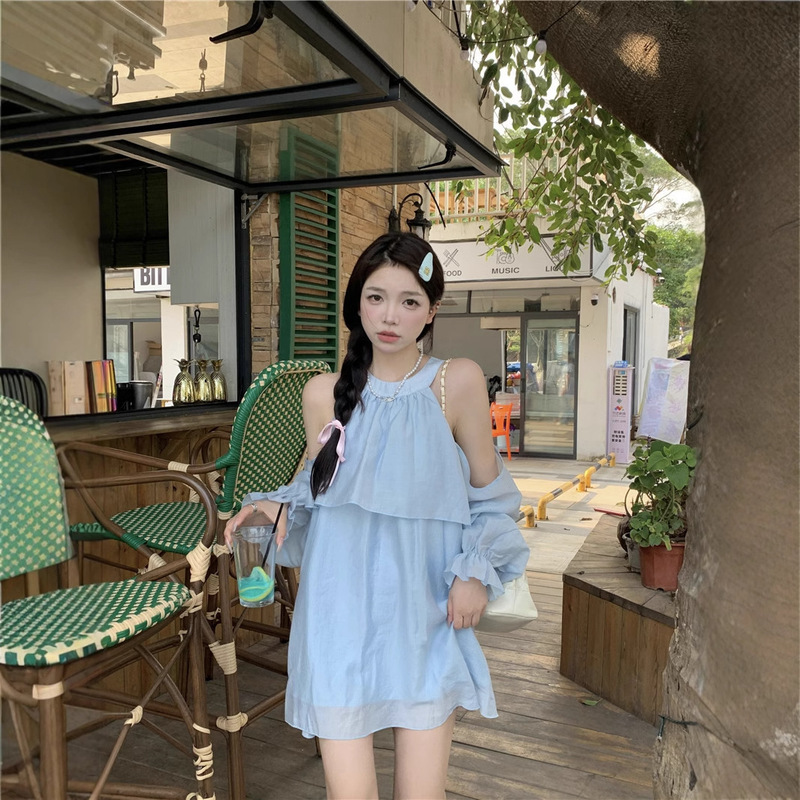 2025 Spring and Summer Wear suit Women's Shoulder Long-sleeved dress Autumn High Waist Casual Short Pants Two-piece Set 2025 Spring and Summer Wear suit Women's Shoulder Long-sleeved dress Autumn High Waist Casual Short Pants Two-piece Set