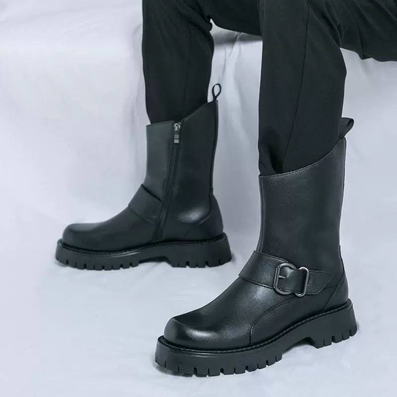 Ботинки (Martens) высокие челси на платформе, английский стиль, массивная подошва