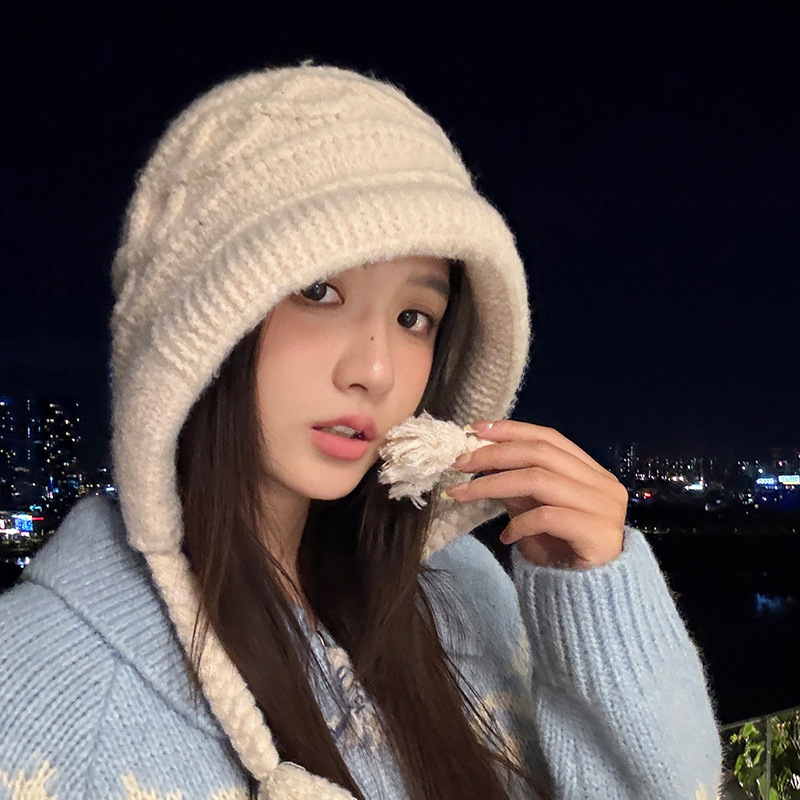 韩版氛围感秋冬季帽子女款时尚百搭针织毛线帽显脸小巴拉克拉法帽|undefined