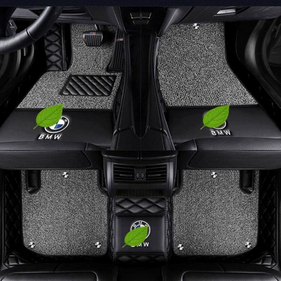 Suitable for BMW 5 Series 525li 530li 320 x1 x3 x5, can be made into a right-hand drive full-cover car floor mat (Modelə uyğun ayaqaltı) - bmw-1-series-double-layer-pure-black-gray-silk-loop
