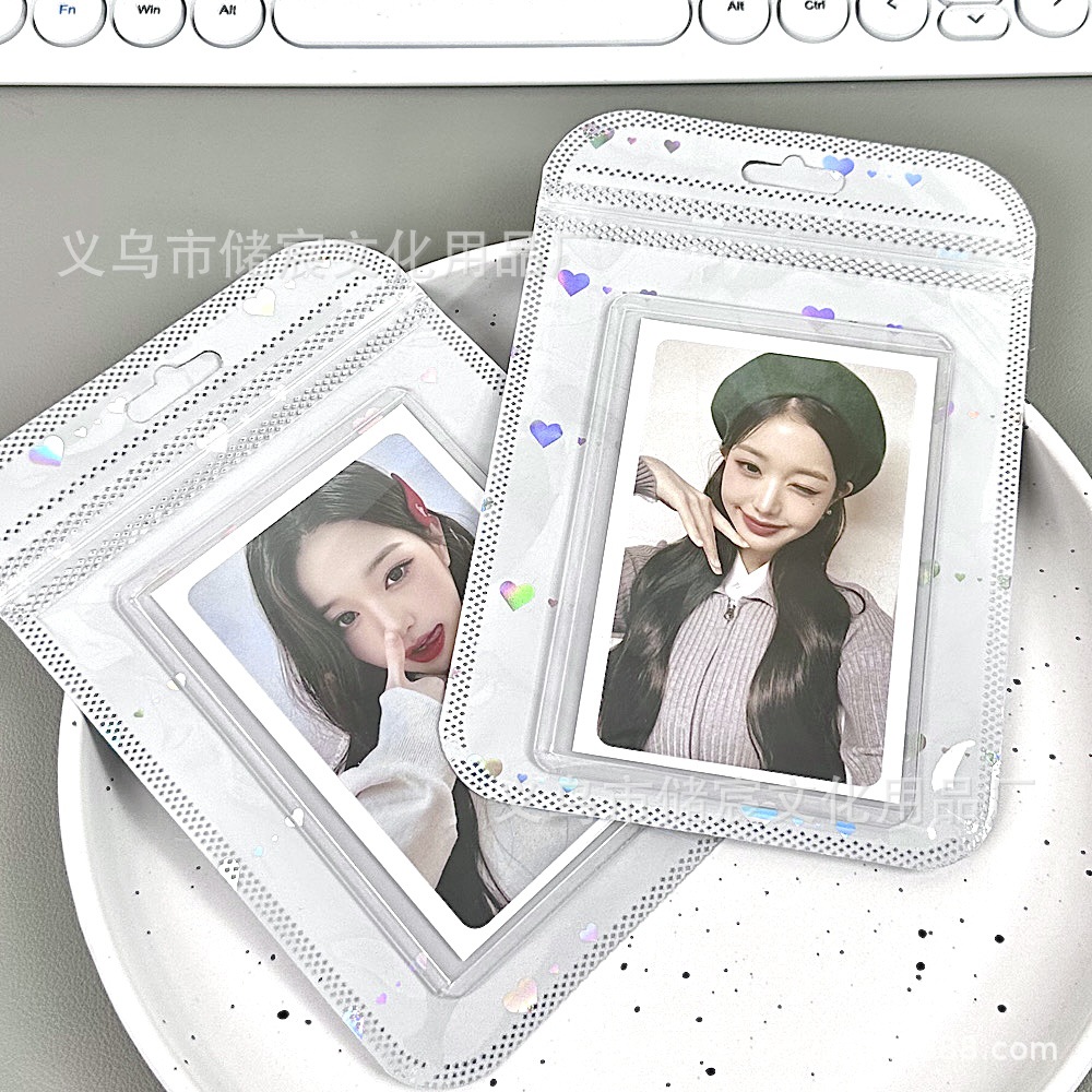 Bolsa autosellante de láser de amor de alta apariencia ins embalaje de tarjeta bolsa de regalo tarjeta pequeña mano cuenta Material embalaje bolsa de sellado