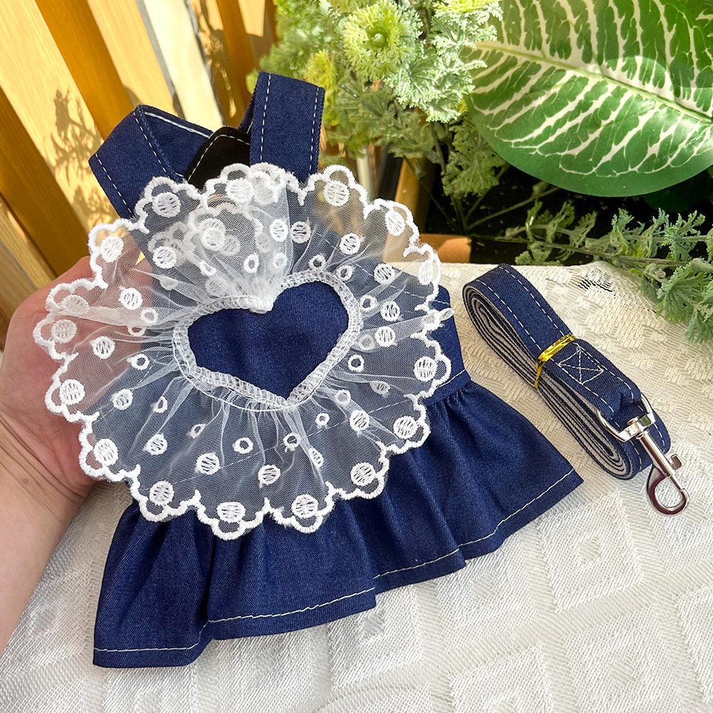 Vestido de princesa para mascotas, primavera y verano, falda vaquera con tirantes para perros y gatos, perros pequeños y medianos, Pomerania, Teddy, ropa para perros, suministros para gatos