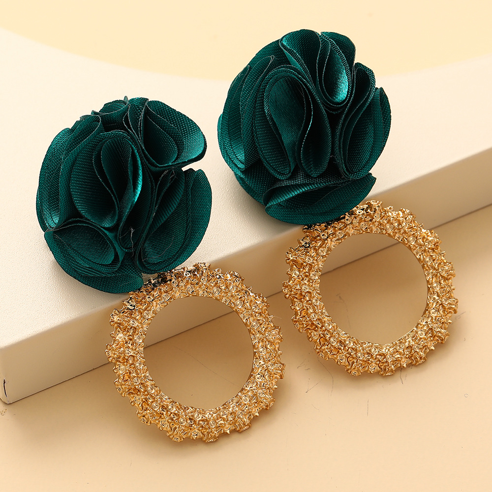 New Multilayer Chiffon Cloth Lace Flower Earrings display picture 10