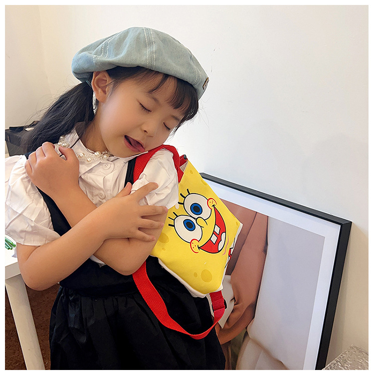 2023 Trendy and fashionable children's canvas cartoon printed crossbody bag, Korean version cute single-shoulder hand-held girls' coin purse undefined