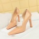 3275-1 style fashionable and minimalist banquet women's shoes with thick heels, super high heels, patent leather, shallow cut side hollow square toe single shoes
