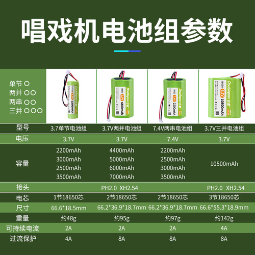 Times 18650 lithium battery pack singing machine 3.7V large capacity charging rod Bluetooth audio amplifier battery