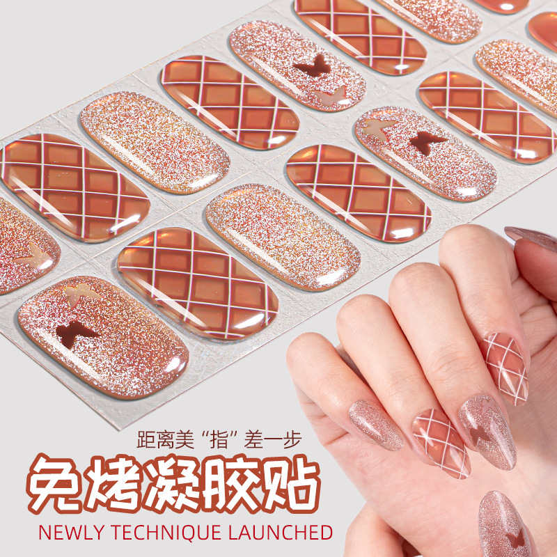 Zhengxiang 追跡ライト小型電球キャットアイノーベーク NO UV ネイルステッカークロスボーダーフラワーチェック柄水玉ジェルネイルステッカー|undefined