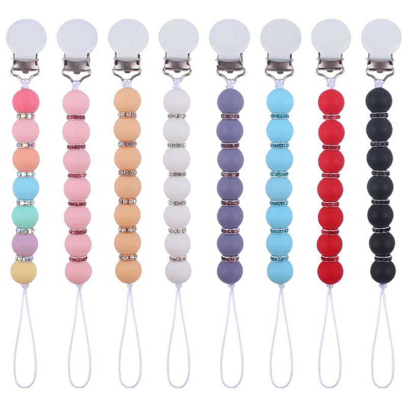 Nuevos suministros para bebés chupete cadena creativa DIY colorido agua ladrillo intermitente chupete cadena anti-caída