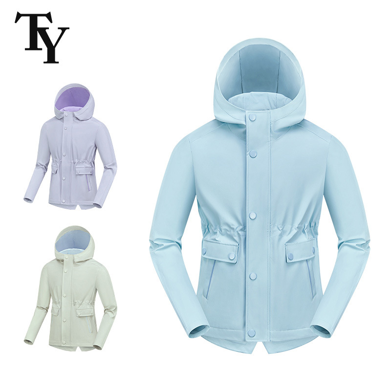 Ty Golf Girls' Three-In-One Windproof and Water-Repellent Hooded Jacket New Outdoor Golf Long-Sleeved Jacket