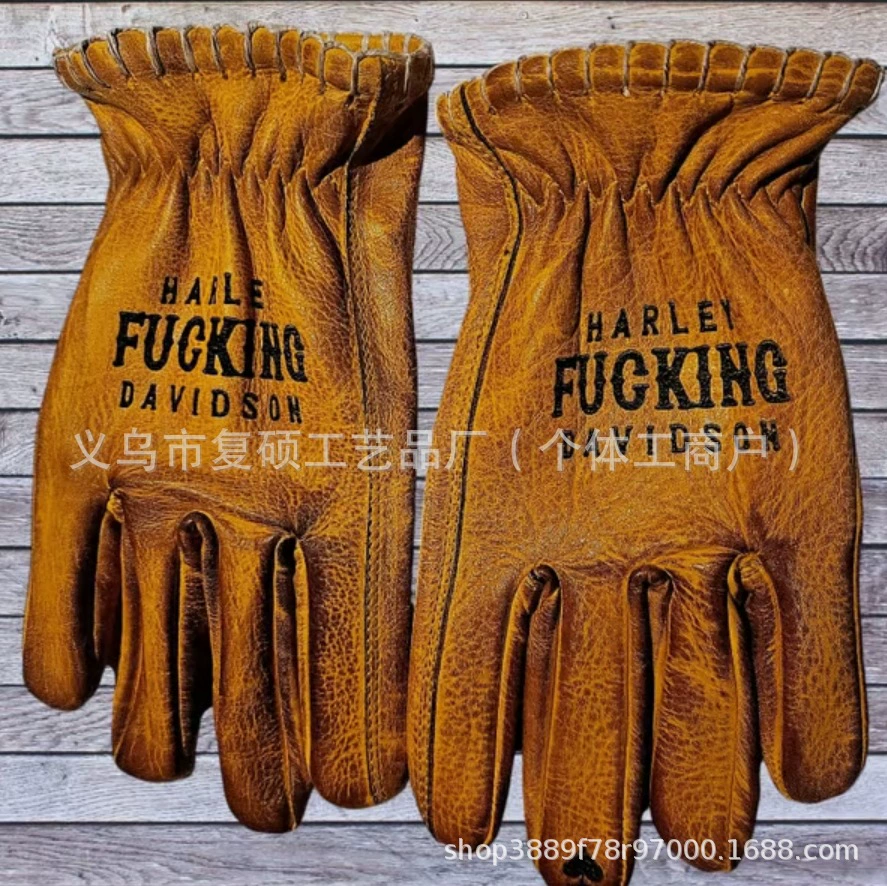 Кожаные мотоциклетные перчатки ручной работы для путешествий