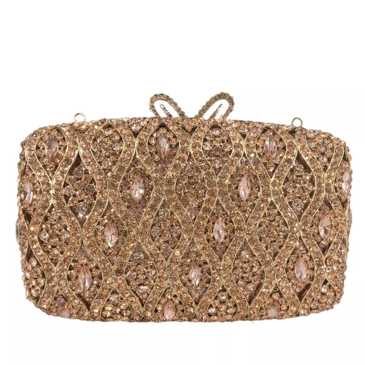 Nuevo paquete de cena con diamantes transfronterizos bolsas de joyas metálicas huecadas bolsas de maquillaje bolsas de diamantes bolsas de mano de banquete europeas y americanas