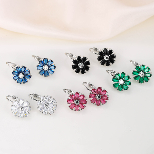 Blue fashionable universal classic earrings with zircon