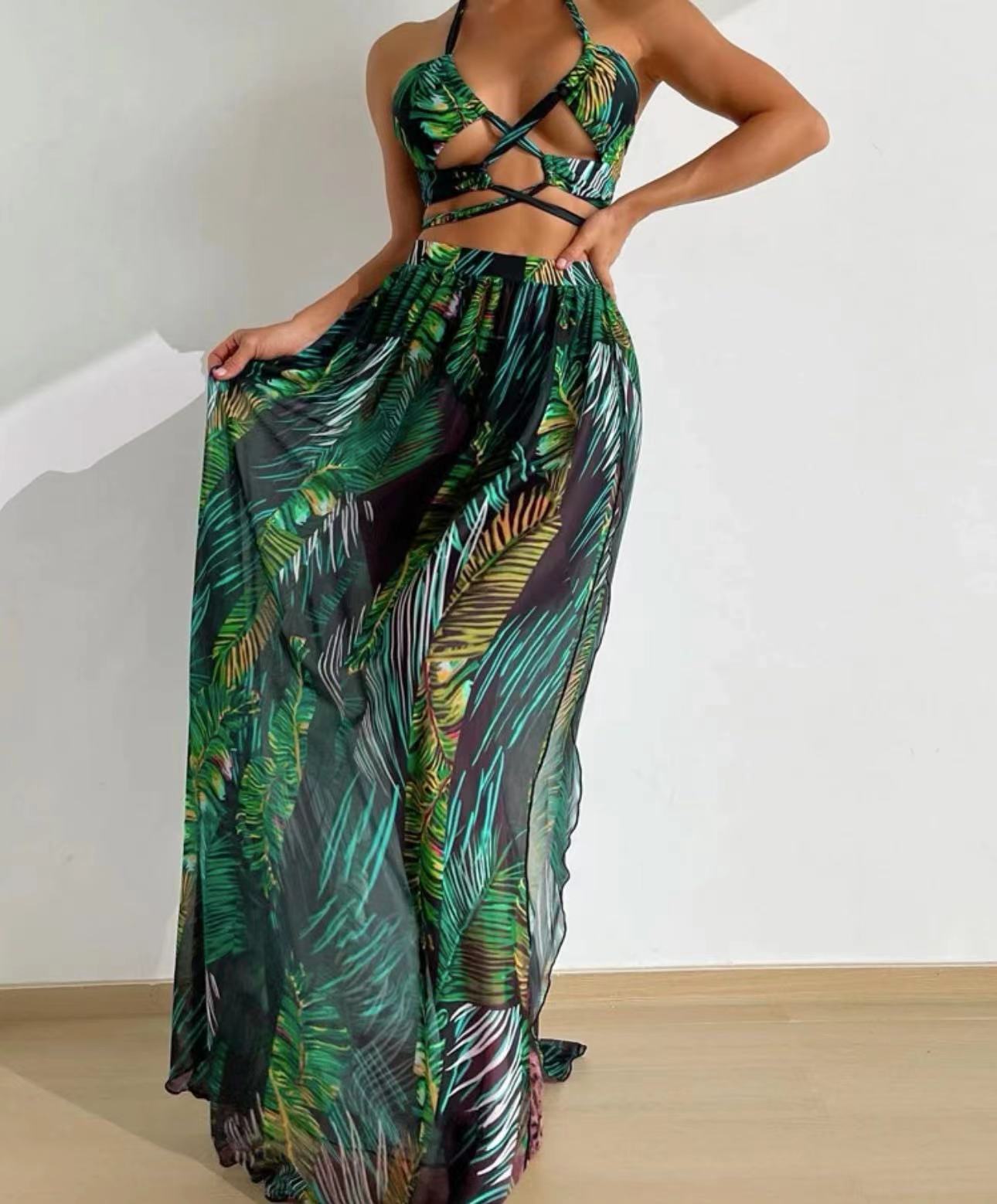 Women's Tropical 3 Pieces Set Tankinis Swimwear display picture 9