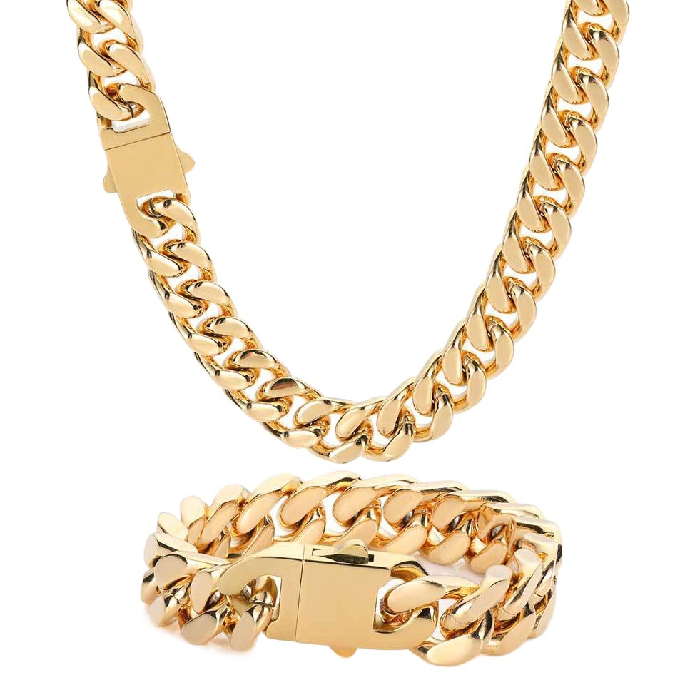 Cadena de acero inoxidable europeo y americano de cuatro lados de molienda cifrado cadena cubana collar de los hombres transfronteriza joyería hip hop pulsera de acero de titanio