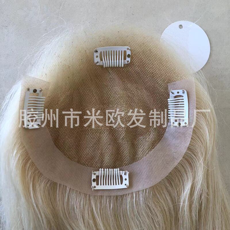 White Human Hair Smooth Hair Wig Hair Block 6x6 Swiss Net + Peripheral PU Style