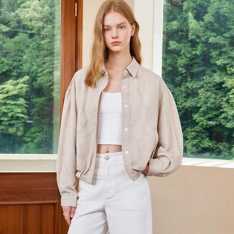 Old Money Style Heavy-Duty 9-Count Linen Jacket for Women, Spring Fashionable Short Jacket with Lapel, Casual Long-Sleeve Linen Cardigan Old Money Style Heavy-Duty 9-Count Linen Jacket for Women, Spring Fashionable Short Jacket with Lapel, Casual Long-Sleeve Linen Cardigan