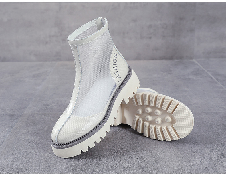 Boot lưới Martin nữ da bò thật đế bằng, kiểu dáng lỗ rỗng thoáng khí — Màu be chi tiết 12