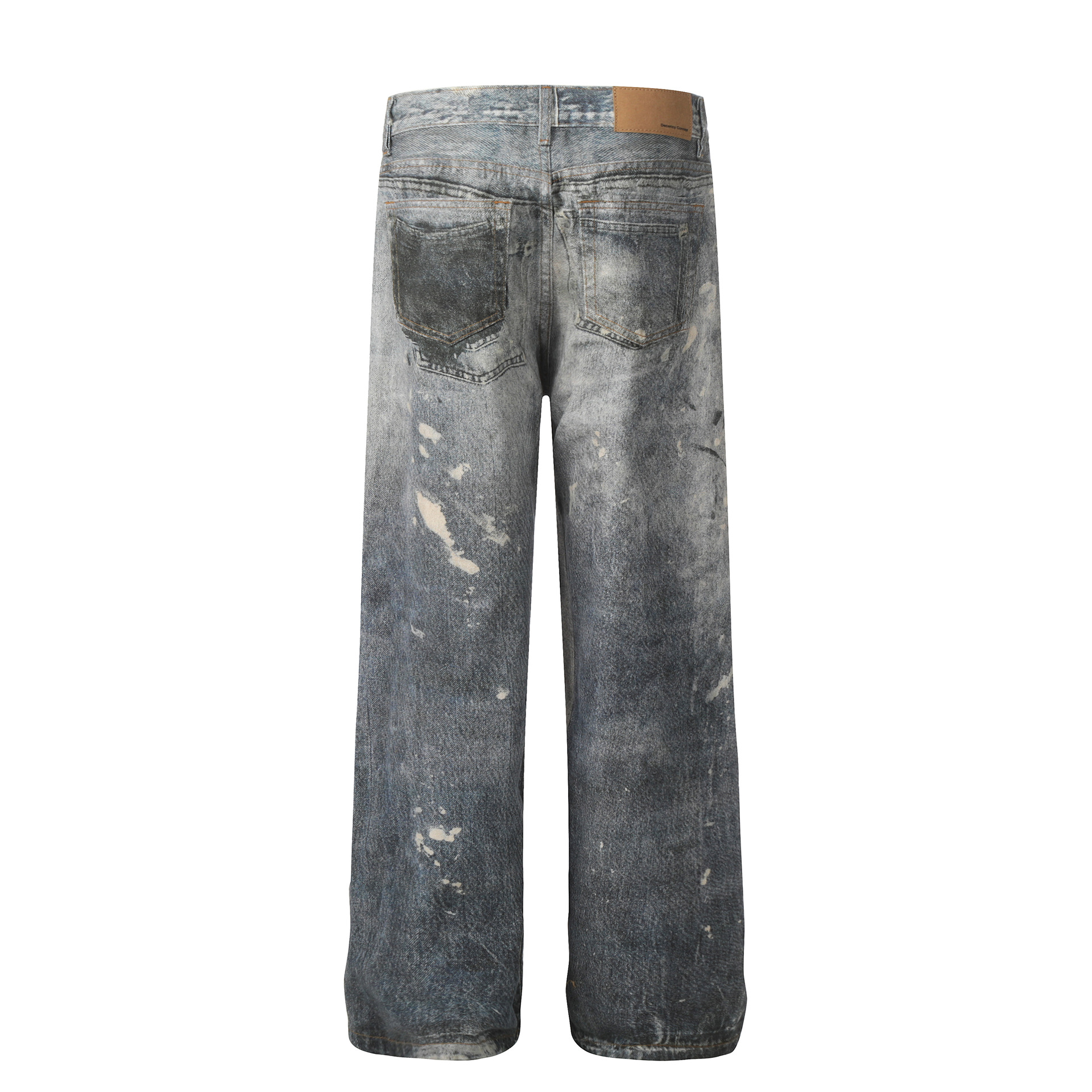 Men's Clothing G6456 Retro 2024 trend men's street heavy paint old design high men's and women's denim trousers_viptrois.com