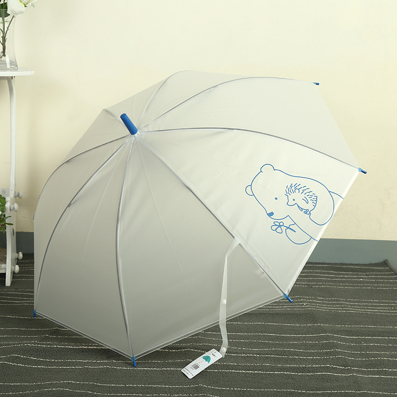 韩版马卡龙彩色透明雨伞直杆长柄自动雨伞卡通可爱雨伞工厂定制详情图8