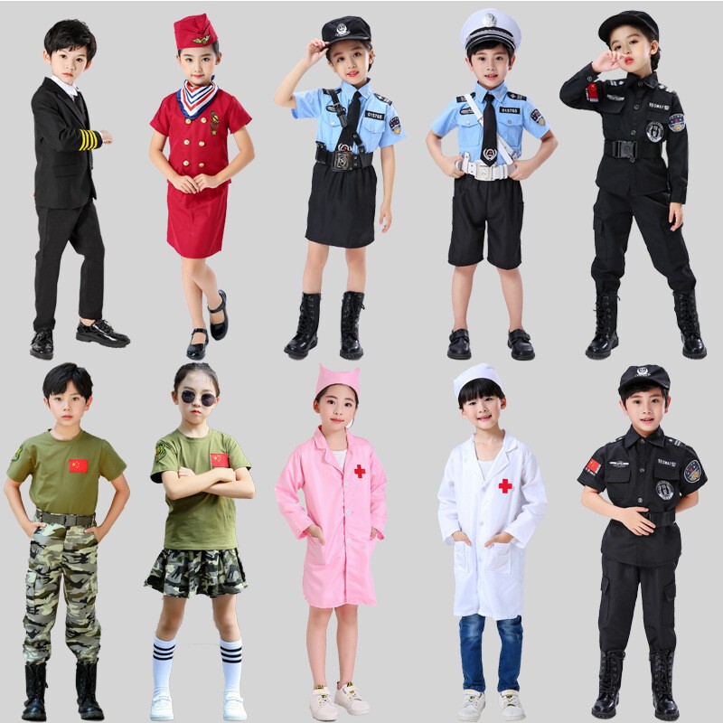 Children's Role-Play Costumes, Professional Outfits for Toddlers, Boys and Girls, Doctor, Police, Special Agent, Firefighter, Nezha, Pilot, Chef