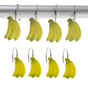 Amazon resin banana yellow shower curtain hook curtain fruit hook curtain ring accessories metal hook metal