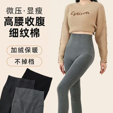 批发高腰不掉档加绒连裤袜休闲外穿塑形加厚秋冬季女竖条纹打底裤