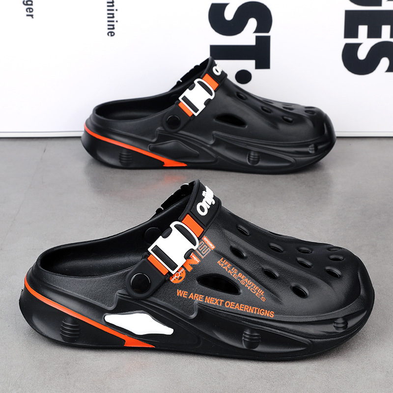 Pantuflas verano para hombre nuevo estilo suela gruesa para aumentar la sensación de pisar la mierda, zapatos con agujeros de Baotou, sandalias antideslizantes al aire libre y resistentes al desgaste