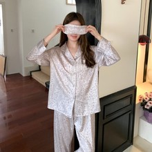 【韩系豹纹】法式高级感时尚豹纹冰雪丝绸睡衣女春秋新款长袖长裤