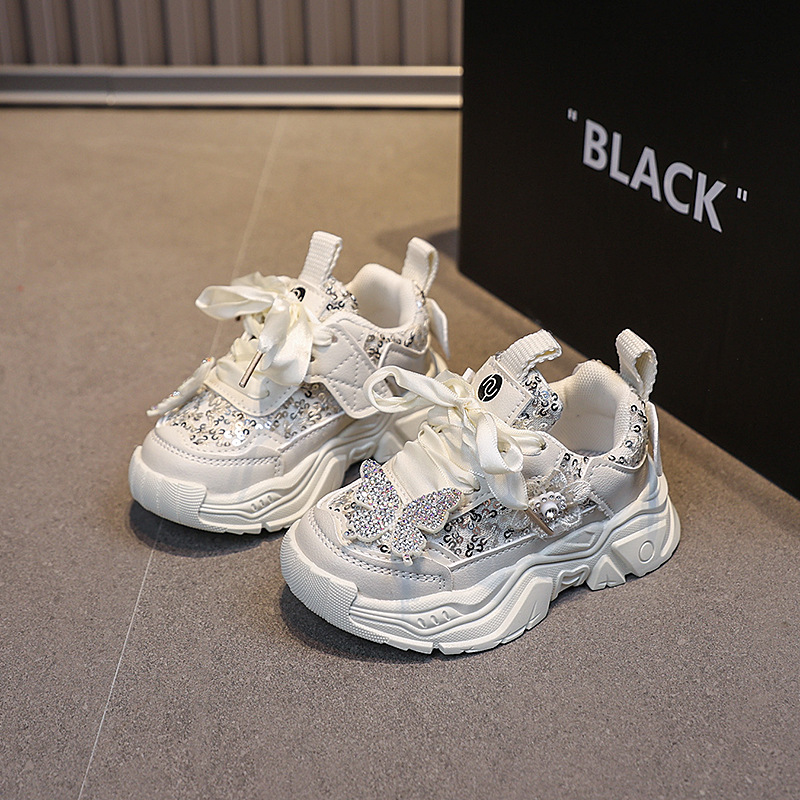 Girls' Spring Sneakers Princess Style Baby Fashion Shoes With Soft Sole Sequin Butterfly_voghion.com