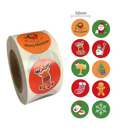 亚马逊10图案卡通MERRY CHRISTMAS节日烘焙礼品圣诞贴纸标签
